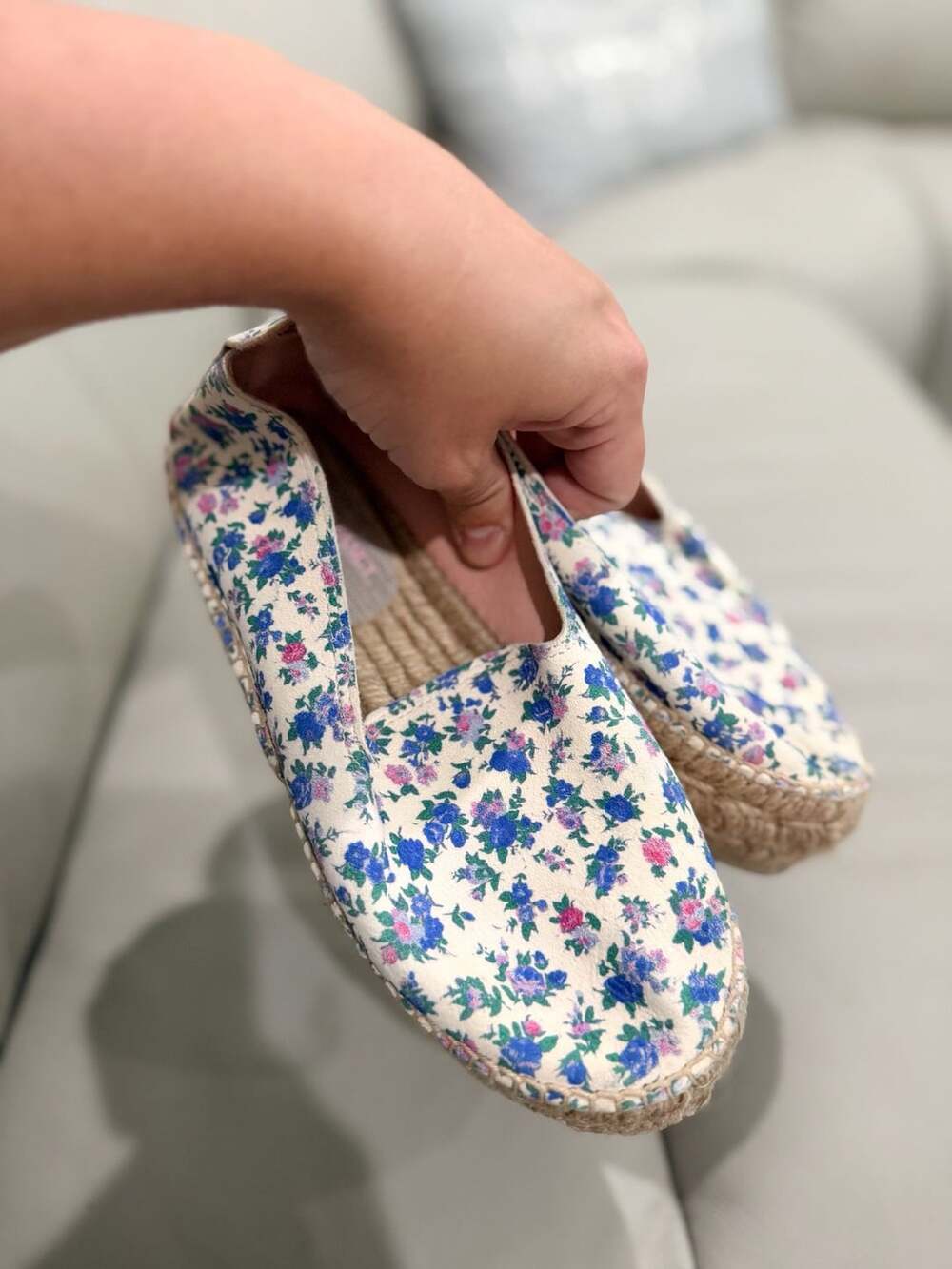 Manebi x LoveShackFancy Nordic Espadrilles Size 36 Blue Floral Canvas